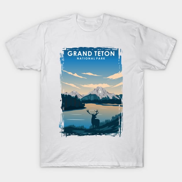 Grand Teton National Park Travel Poster T-Shirt by jornvanhezik